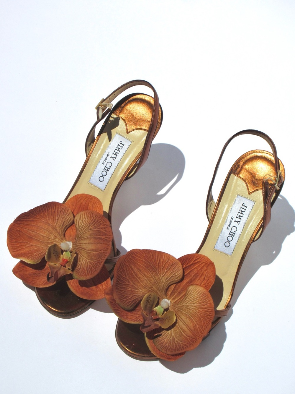 Reworked Upcycled Jimmy Choo Bronzed Orchid Heels - Picture 2 of 7